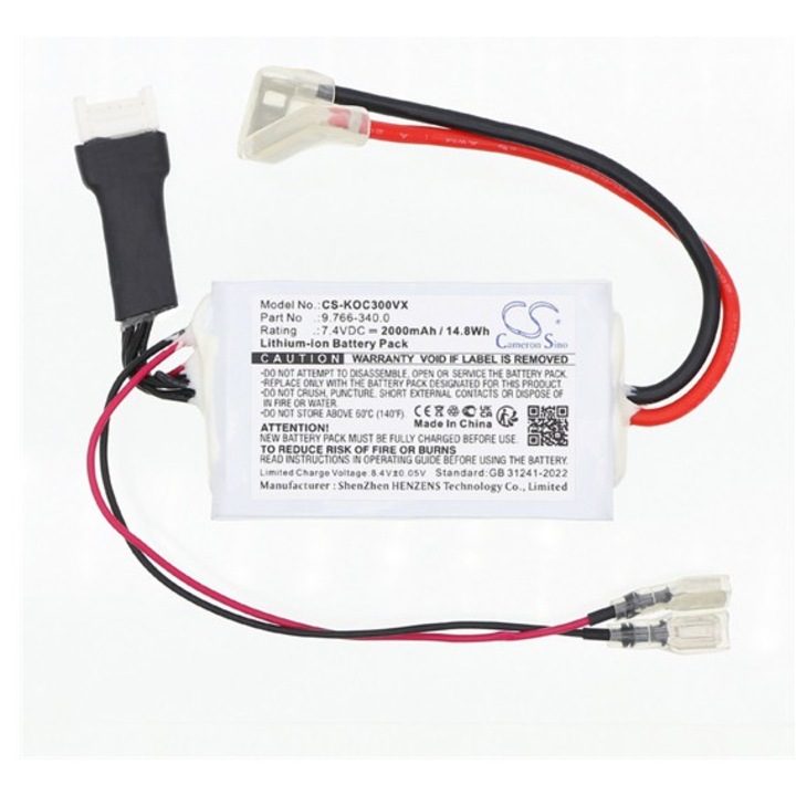 Cameron sino li-ion akkumulátor, 7.4v, 2000mAh, kompatibilis karcher 9.766-340.0 fehér-vel