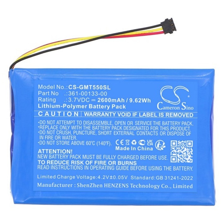 Cameron sino li-polymer akkumulátor, 3.7v, 2600mAh, kompatibilis garmin 361-00133-00 -vel