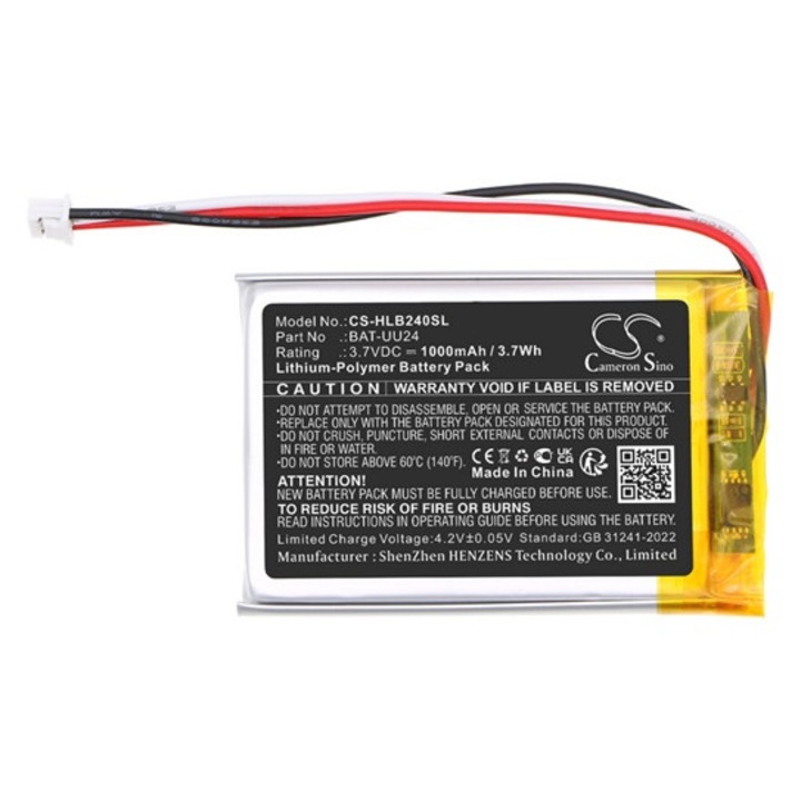 Cameron sino li-polymer akkumulátor, 3.7v, 1000mAh, kompatibilis hellobaby bat-uu24 -vel