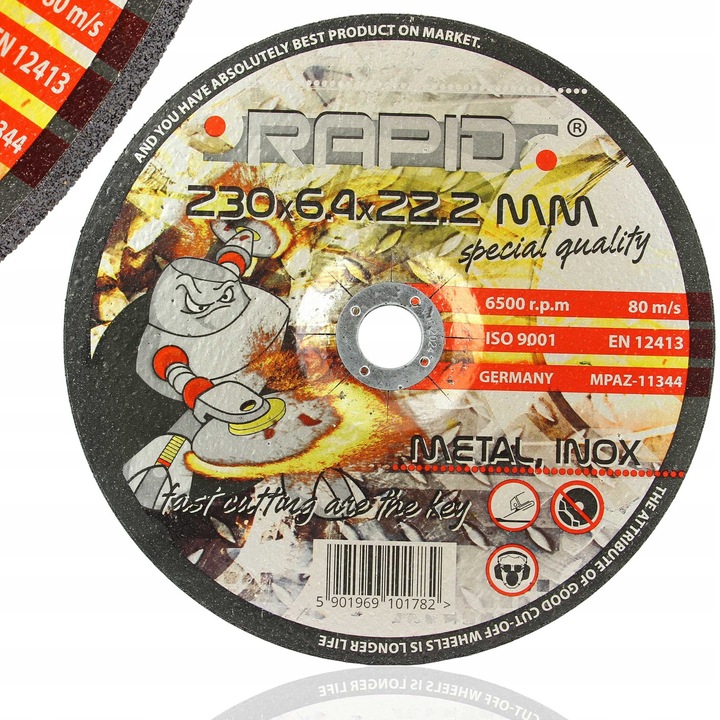Disc de slefuire metalic RAPID 230x6,4mm, tip plat, viteza maxima 80 m/s