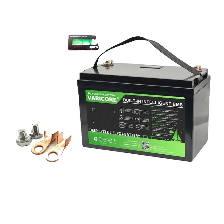 Baterie LiFePO4 12.8V 120Ah, set, dimensiuni 330x220x170mm, 260x210x170mm, 345x245x190mm