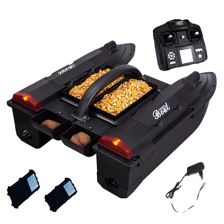 Лодка за захранка, прецизна навигация, подобрена ефективност, 2 бункера по 2 кг, 20x50см