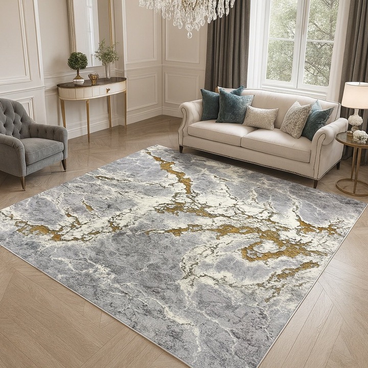 Килим Livario Buse Златистожълта Светкавица, 300 x 400 см