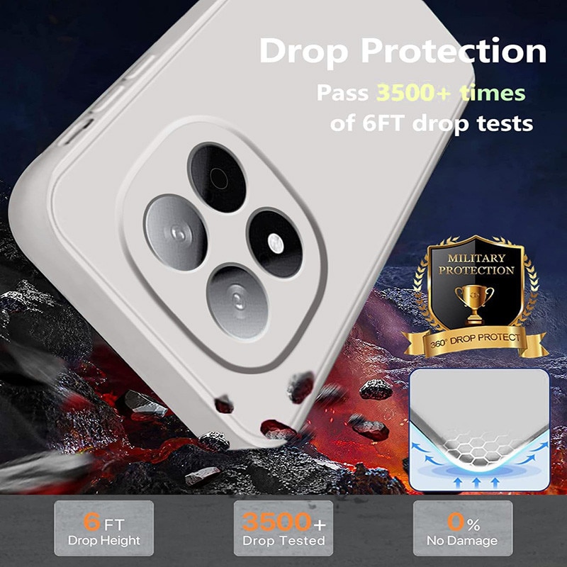 Husa pentru Xiaomi Redmi Note 14 Pro, silicon lichid, protectie militara, interior din microfibra, bej