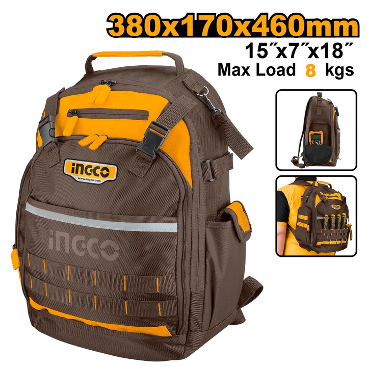 Rucsac pentru scule, INGCO, 460 x 380 x 170 mm, MODEL NOU