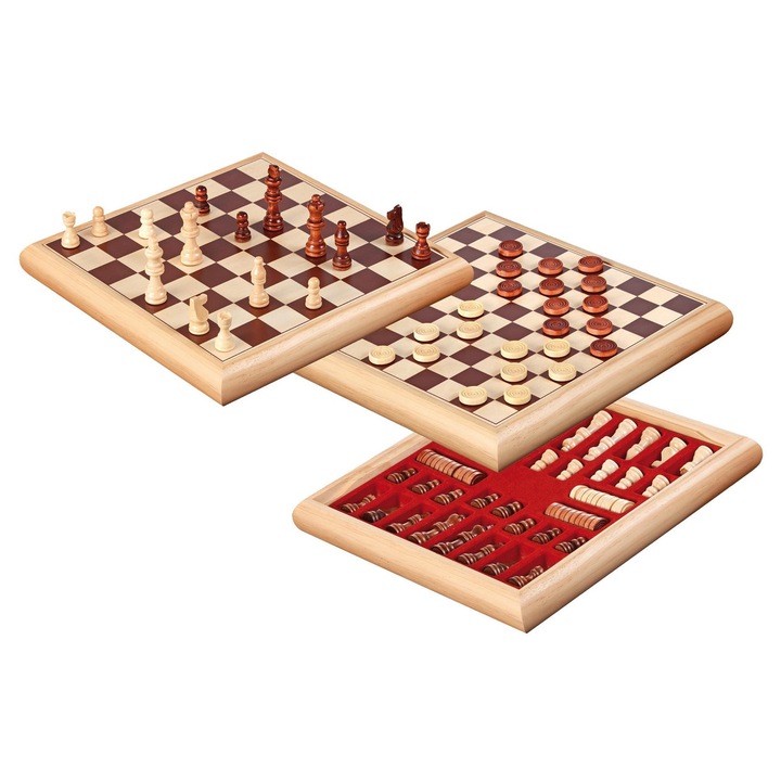 Set Jocuri Sah și Dame, Philos, Lemn, Multicolor, 32.5x32.5x4cm