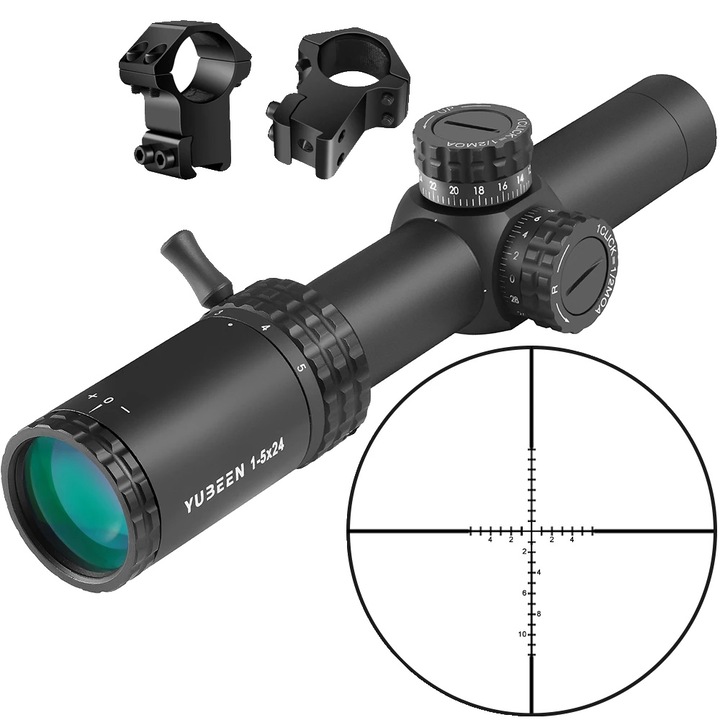 Оптика, 1-5x, водоустойчива, 30мм, 24мм, с монтаж за 11мм релса