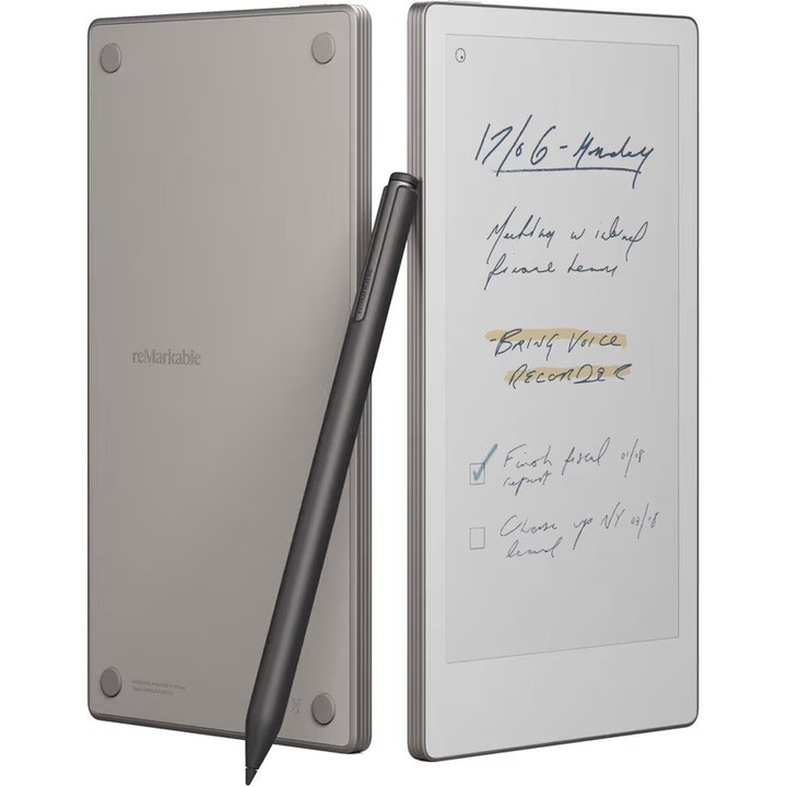 ePaper таблет reMarkable Paper Pro Move с писалка Marker Plus и включени накрайници Marker, 7.3" Canvas Color дисплей, двуядрен процесор Cortex-A55 1.7 GHz, 2 GB RAM, капацитет 64 GB, Wi-Fi, сребрист