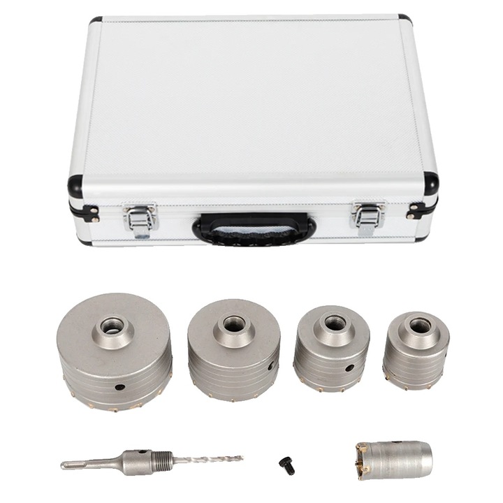 Set burghie pentru beton, multiple dimensiuni, compatibilitate SDS-Plus, argintiu, 4.8 kg