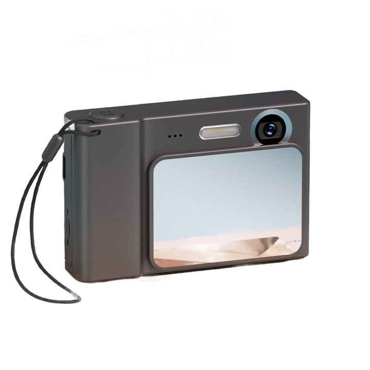 Digitális fényképezőgép, 64G memóriakártya, USB kártyaolvasó, TYPE-C adapter, elektronikus stabilizátor, 4K HD 1080p, 650mah akkumulátor, Walkman, fekete