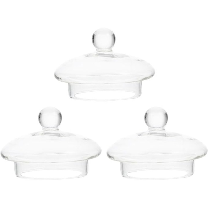 DOITOOL 3 darabos átlátszó üveg fedél készlet teáskannához vagy italadagolóhoz, 7,5 x 7,5 x 5 cm, könnyen tisztítható