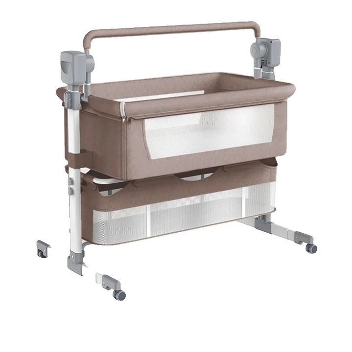 Люлеещ стол 3-в-1, бебешка люлка, плавно движение, цвят каки