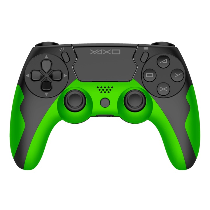 Controler wireless pentru PS4, PS3, PC, YAXO HORNET FURY, verde, cu touchpad