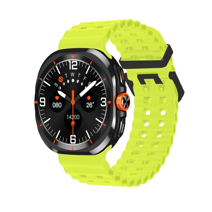 Smartwatch YAXO Reno, 1.46 inch, Bluetooth 5.3, negru/verde