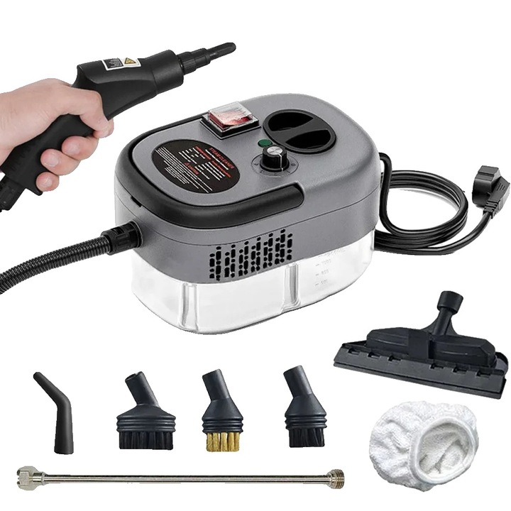 Gőztisztító, 2500W, hordozható kivitel, 900 ml kapacitás, 220V