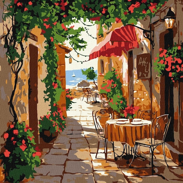 Set pictura pe numere, Ideyka, Cafenea cu mobilier, 30x30cm