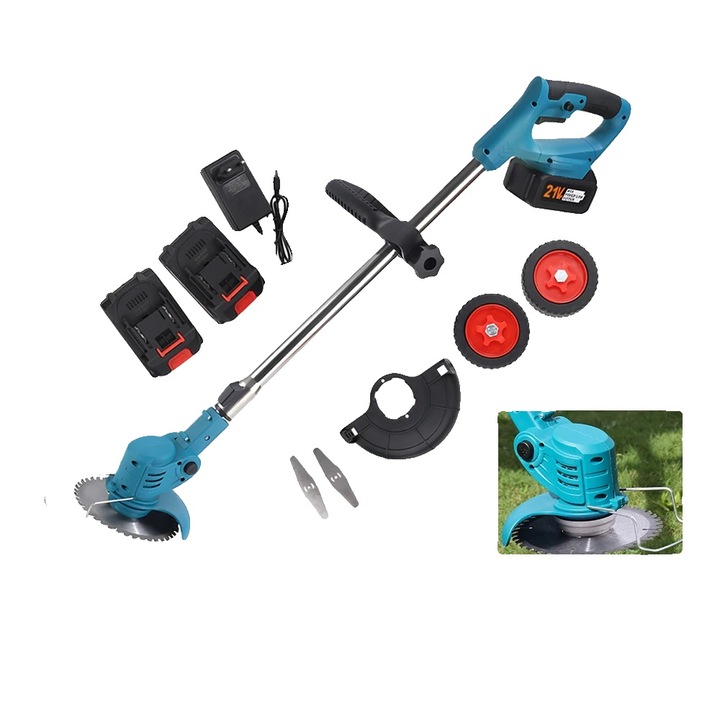 Masina de tuns iarba, 1800W, 21V, 3 tipuri de lame, lungime ajustabila 95-135cm, viteza 7800RPM