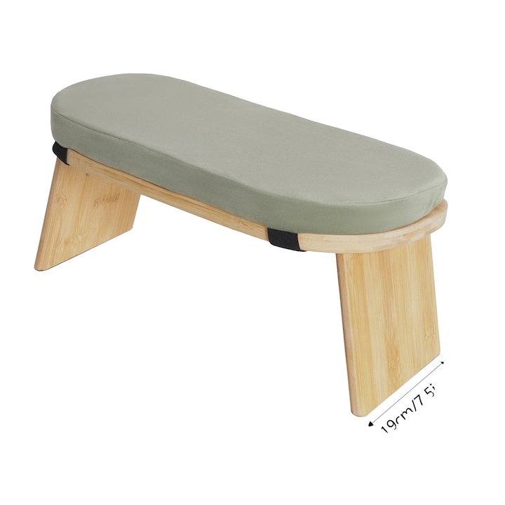 Meditációs szék, ergonomikus kialakítás, bambusz és bársony anyag, zöld