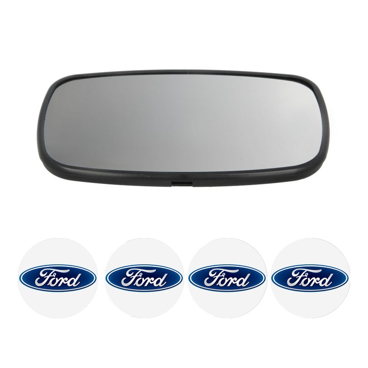 Sticla oglinda exterioara Dreapta FORD ESCORT din 1990 - 1999, auto, cu incalzire, Cri-Flo, 4 stickere auto FORD