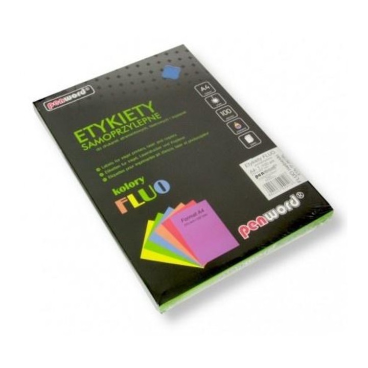 Etichete autoadezive A4 fluo albastre, set 100 foi