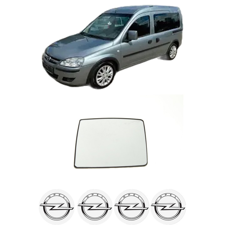 Sticla oglinda exterioara Stanga OPEL COMBO Tour din 2001 - 2011, auto, fara incalzire, Cri-Flo, 4 stickere auto OPEL