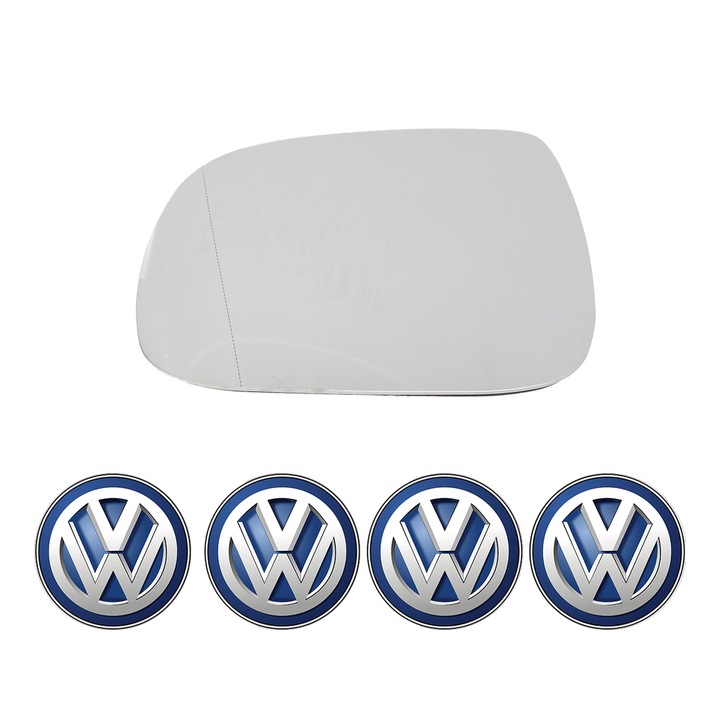 Sticla oglinda exterioara Stanga VW TRANSPORTER din 1990 - 2019, auto, fara incalzire, Cri-Flo, 4 stickere auto VW