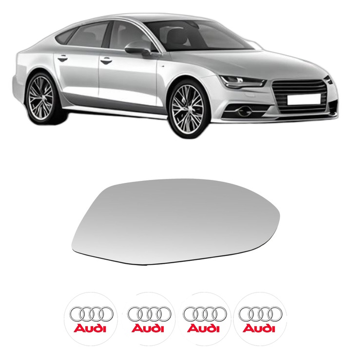 Sticla oglinda exterioara Dreapta AUDI A7 Sportback (4GA, 4GF) din 2010 - 2018, auto, cu incalzire, Cri-Flo, 4 stickere auto AUDI
