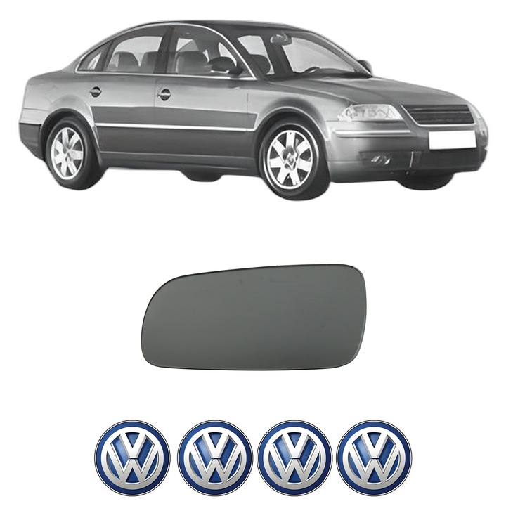 Sticla oglinda exterioara Stanga VW PASSAT B5.5 (3B3) din 2000 - 2005, auto, fara incalzire, Cri-Flo, 4 stickere auto VW