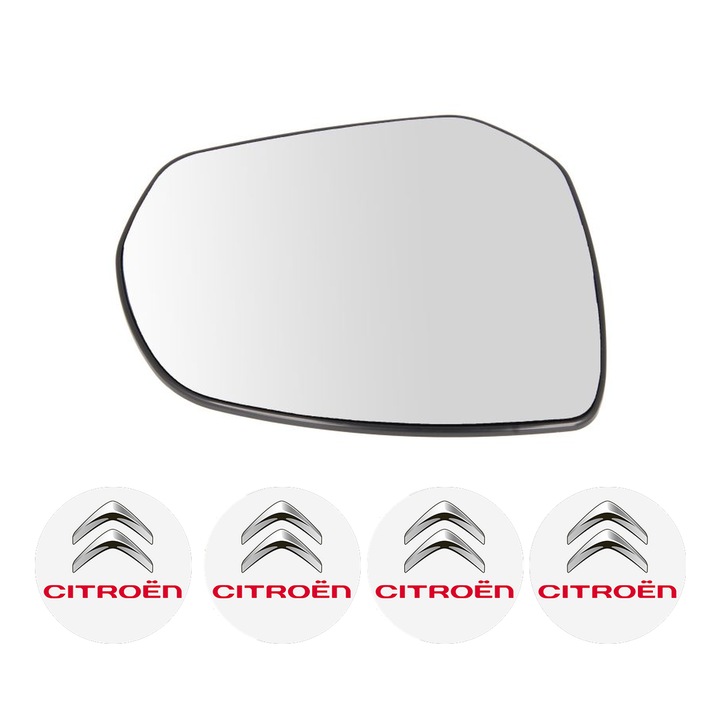 Sticla oglinda exterioara Dreapta CITROEN C4 PICASSO din 2006 - 2016, auto, cu incalzire, Cri-Flo, 4 stickere auto CITROEN