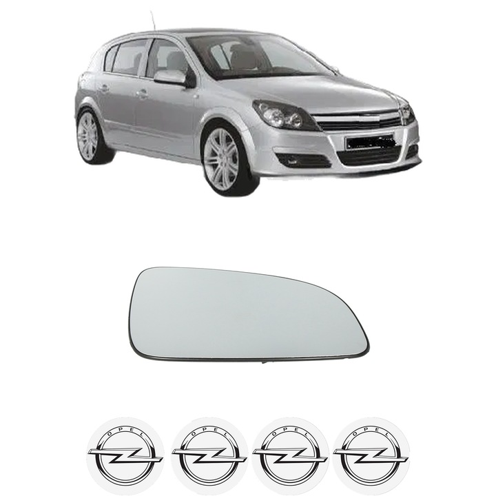 Sticla oglinda exterioara Dreapta OPEL ASTRA H (A04) din 2004 - 2014, auto, cu incalzire, Cri-Flo, 4 stickere auto OPEL