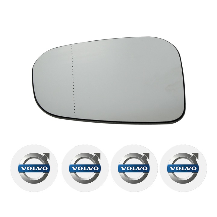 Sticla oglinda exterioara Dreapta VOLVO V70 din 1996 - 2016, auto, cu incalzire, Cri-Flo, 4 stickere auto VOLVO