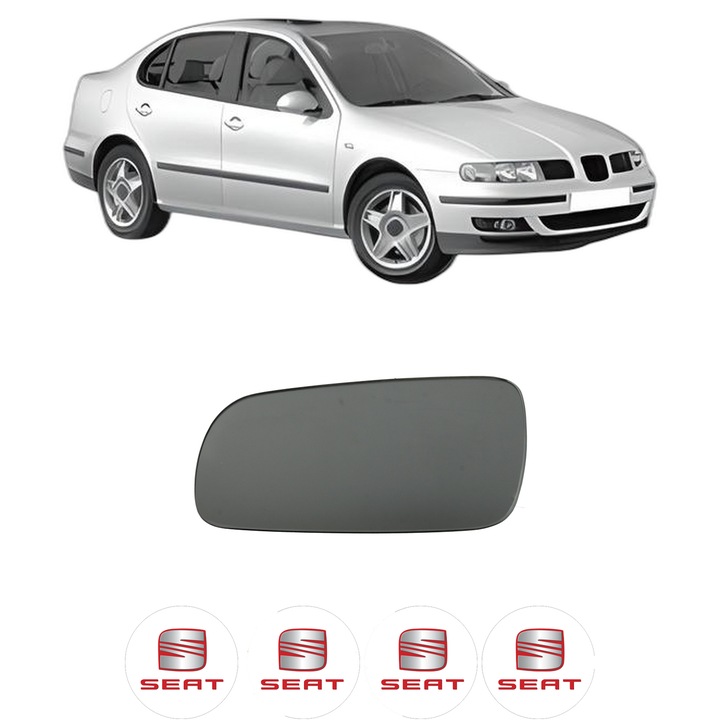 Sticla oglinda exterioara Stanga SEAT TOLEDO II (1M2) din 1998 - 2006, auto, fara incalzire, Cri-Flo, 4 stickere auto SEAT