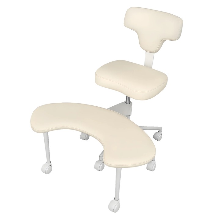 Scaun birou ergonomic, Piele ecologica, 81x73x80-91 cm, Bej