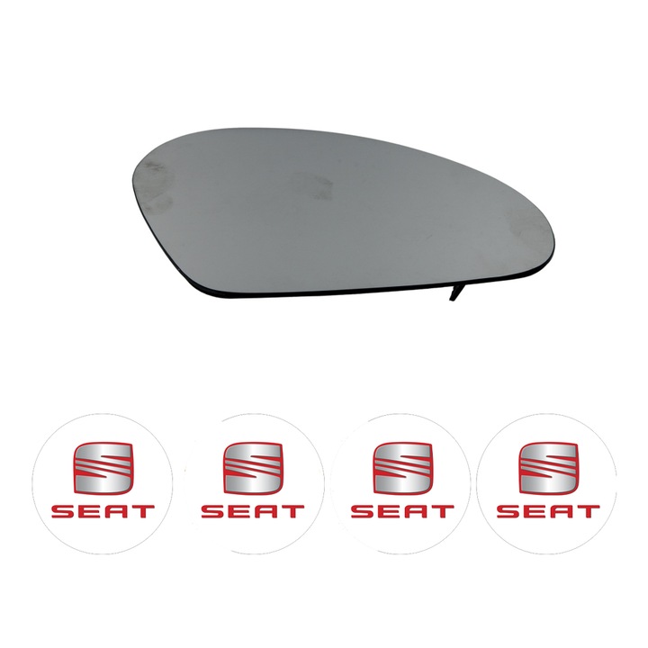 Sticla oglinda exterioara Dreapta SEAT IBIZA din 1993 - 2021, auto, cu incalzire, Cri-Flo, 4 stickere auto SEAT