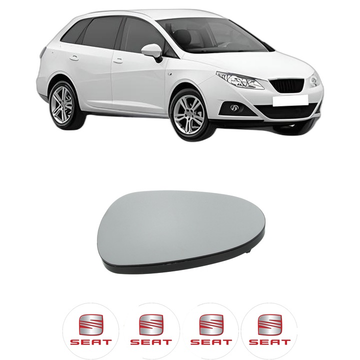 Sticla oglinda exterioara Stanga SEAT IBIZA IV ST (6J8, 6P8) din 2010 - 2016, auto, cu incalzire, Cri-Flo, 4 stickere auto SEAT
