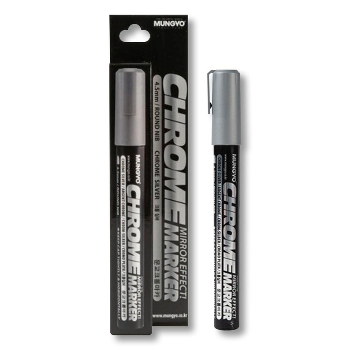 Marker cromat 4,5mm, Mungyo, rezistent la apa, argintiu