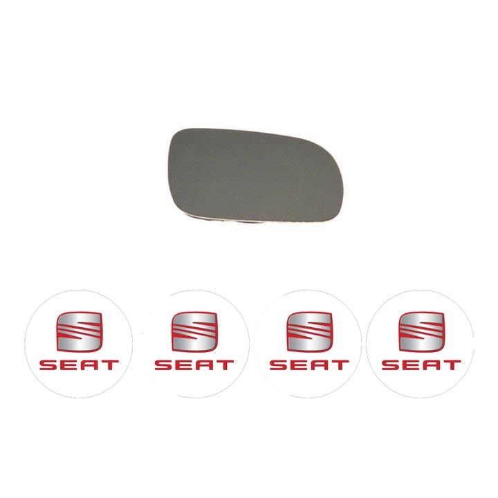 Sticla oglinda exterioara Dreapta SEAT LEON din 1999 - 2020, auto, fara incalzire, Cri-Flo, 4 stickere auto SEAT
