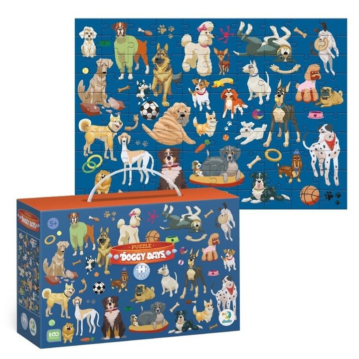 Puzzle 100 DODO Doggy Days, 100 piese, multicolor
