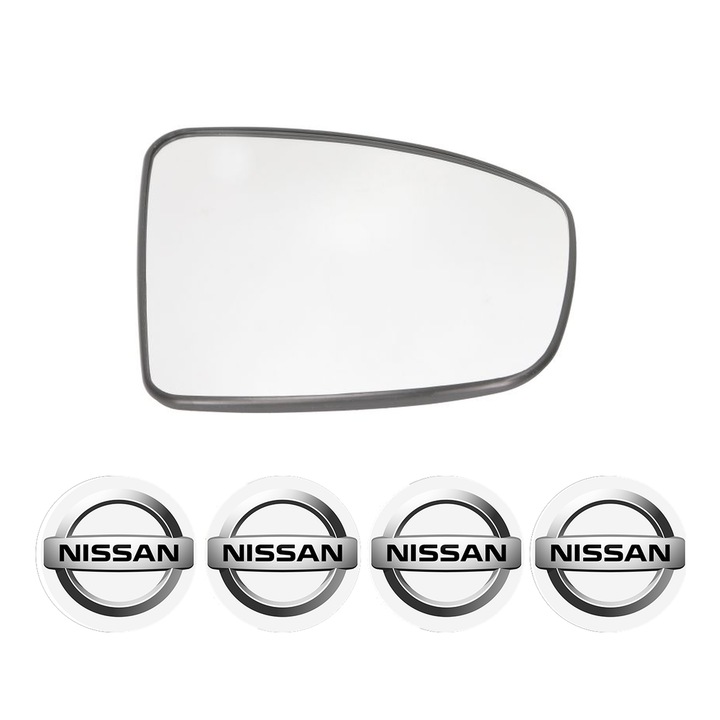 Sticla oglinda exterioara Dreapta NISSAN PATHFINDER din 2005 - 2012, auto, cu incalzire, Cri-Flo, 4 stickere auto NISSAN