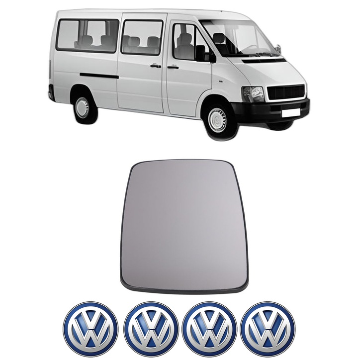 Sticla oglinda exterioara Stanga VW LT 28-35 II Bus (2DB, 2DE, 2DK) din 1996 - 2006, auto, fara incalzire, Cri-Flo, 4 stickere auto VW