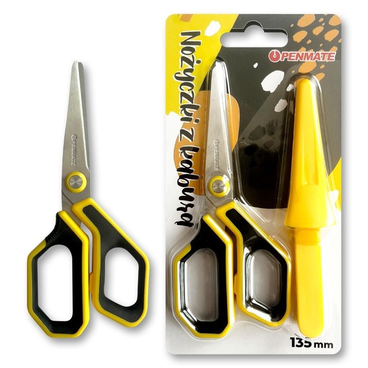 Olló 135mm Penmate, rozsdamentes acél, ergonomikus fogantyú, védőtokkal