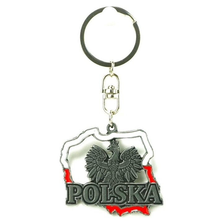Fém kulcstartó, Lengyelország kontúrja 6cm, szett