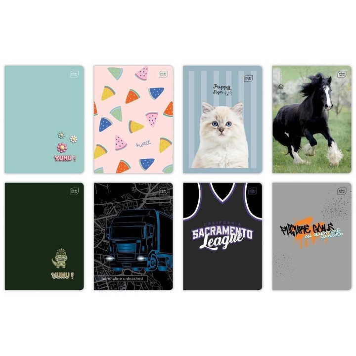 A5 INTERDRUK füzetek, 32 lapos, 70g, vegyes (10 darabos készlet)