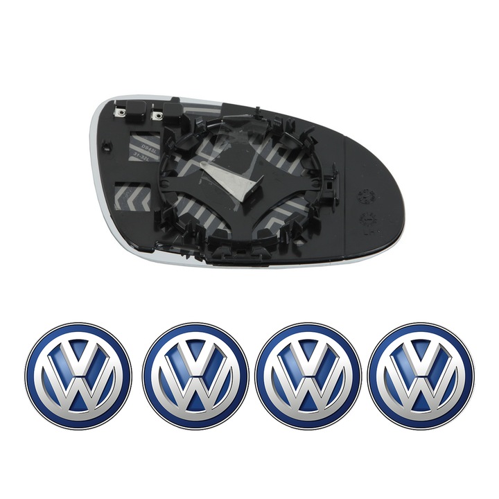 Sticla oglinda exterioara Stanga VW JETTA din 1984 - 2018, auto, cu incalzire, Cri-Flo, 4 stickere auto VW