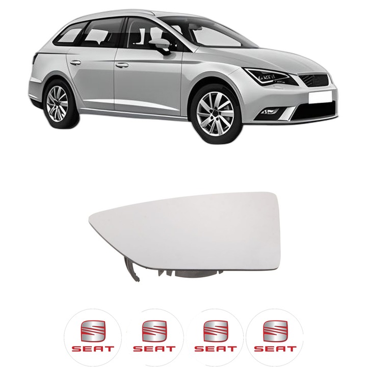 Sticla oglinda exterioara Stanga SEAT LEON ST (5F8) din 2012 - 2020, auto, cu incalzire, Cri-Flo, 4 stickere auto SEAT