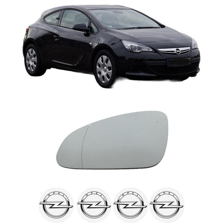 Sticla oglinda exterioara Stanga OPEL ASTRA J GTC din 2011 - 2018, auto, cu incalzire, Cri-Flo, 4 stickere auto OPEL
