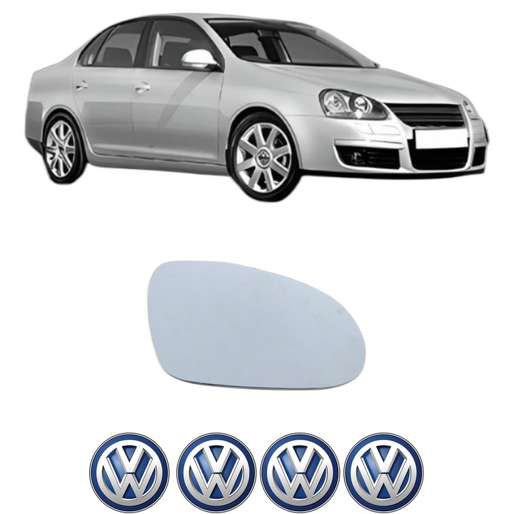 Sticla oglinda exterioara Dreapta VW JETTA III (1K2) din 2004 - 2010, auto, cu incalzire, Cri-Flo, 4 stickere auto VW