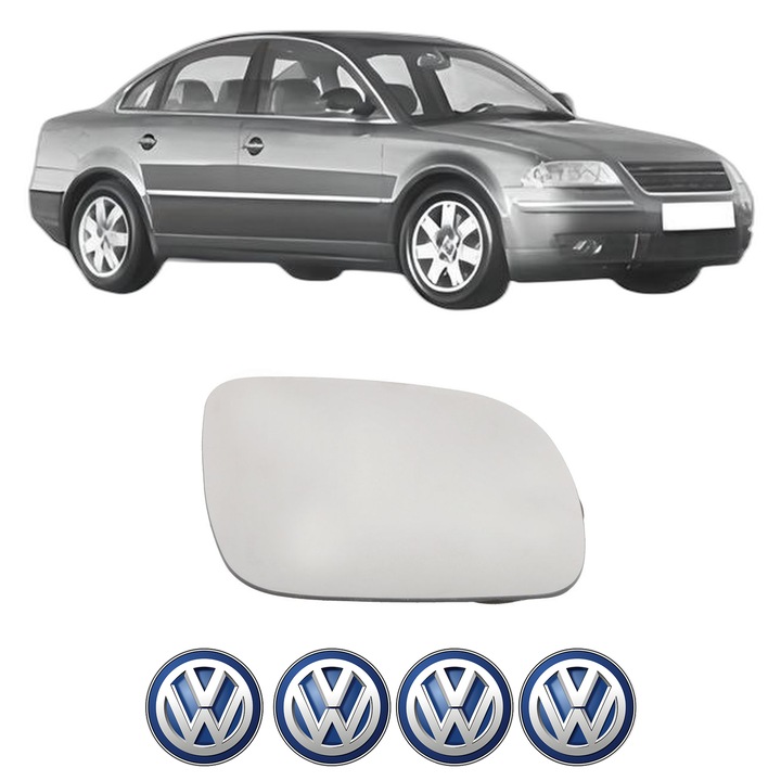 Sticla oglinda exterioara Dreapta VW PASSAT B5.5 (3B3) din 2000 - 2005, auto, cu incalzire, Cri-Flo, 4 stickere auto VW