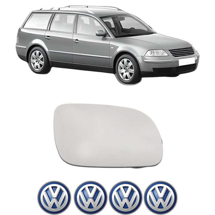 Sticla oglinda exterioara Dreapta VW PASSAT B5.5 Variant (3B6) din 2000 - 2005, auto, cu incalzire, Cri-Flo, 4 stickere auto VW
