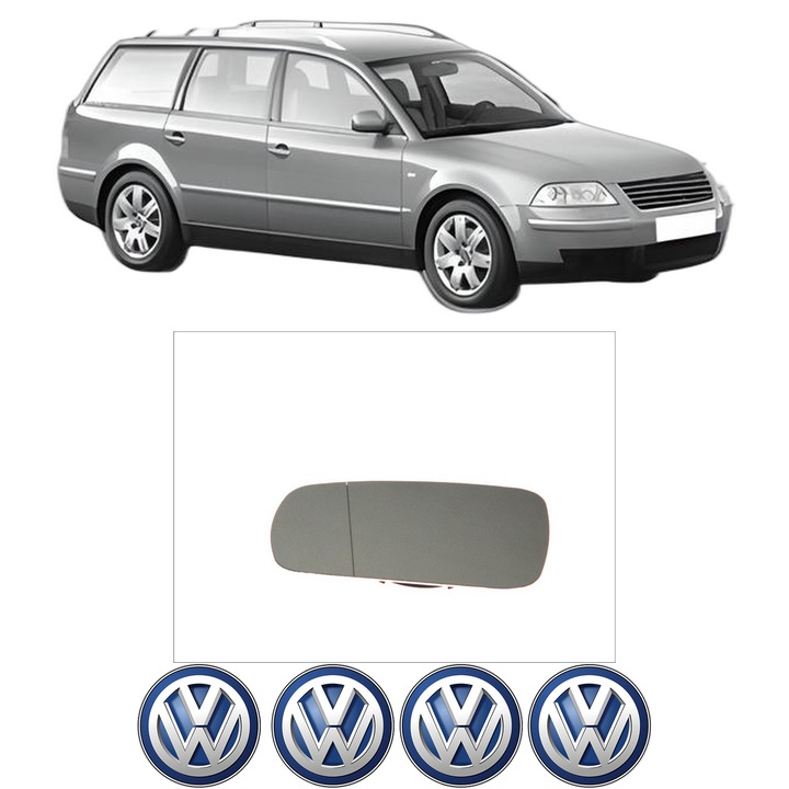 Sticla oglinda exterioara Stanga VW PASSAT B5.5 Variant (3B6) din 2000 - 2005, auto, cu incalzire, Cri-Flo, 4 stickere auto VW
